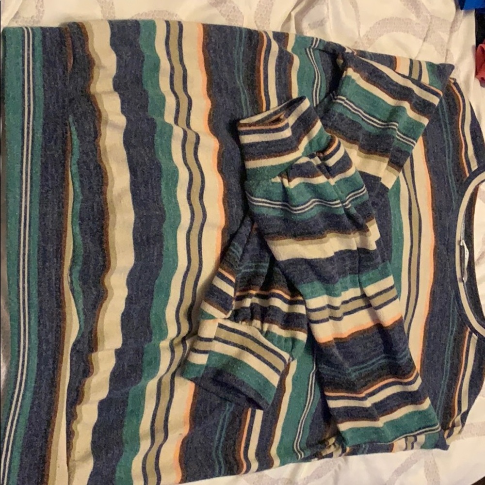 Color striped long sleeve sweater